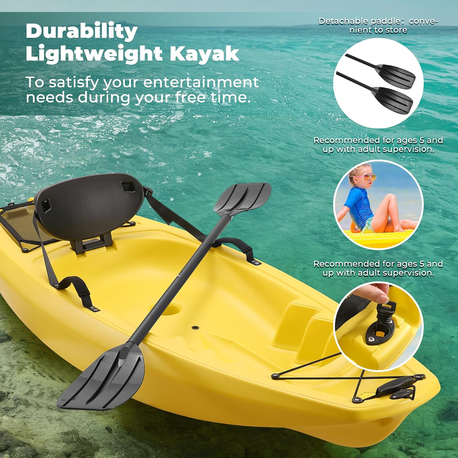 Kajak z wiosłem 6.5 FT, rekrea – Fishing Kayak Sit In recenzja i cena